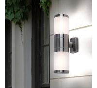 Acciaio Illuminazione Up Down Faretto Veranda Lampada per Esterni Opale Ondulato [EEK: Non valutato]