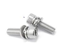 Acciaio inossidabile 304, tre viti a brugola con esagono incassato, testata con rondelle elastiche piatte, bulloni combinati-M4 * 30 (10 pezzi)