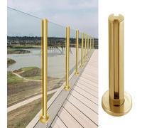 Acciaio inossidabile 304 Vetro Ringhiera Post Rotondo Poteau Garde Corps Sistema Gold Glass Ringhiera Senza Pannello Terrazza Esterna Supporto per Sicurezza & Stile