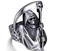Acciaio Inossidabile 316L Death Reaper Ring Punk Rock Hip-Hop Skull Rings Halloween Party Biker Explosion Dark Fashion Jewelry Gift