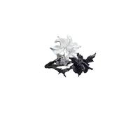 acciaio inossidabile bianco e nero floreale anello regolabile temperamento femminile alto valore cento fiammifero doppia vita fiore non perde colore femminile