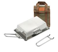 Acciaio inossidabile Bistecca Padelle per arrostire all'aperto con manico Floding Picnic Pentole Bistecca Frittura Enduring Outdoor Acciaio inossidabile Teglia