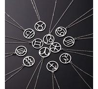 Acciaio Inossidabile Cavo 12 Cistellazione Zodiacale Collane a Sospensione Oro Colore d'Argento 12 Oroscopio Aries Leo Birthday S