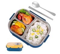 Acciaio inossidabile | Contenitore Pasti con 3 Scomparti - Contenitore Pasti da Campeggio - Per Ufficio Bambini Adulti Studenti Autocarri Camminare Campeggio Road Viaggi Picnic