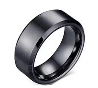 Acciaio inossidabile doppio smussato anello liscio satinato titanio acciaio moda uomoIntelligente e attraente.