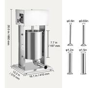 Acciaio inossidabile elettrico dell'insaccatrice della salsiccia 10L/15L che fa il grado commerciale della macchina della salsiccia con 4 imbuti di riempimento for la casa,Struttura Robusta(10L 200W)