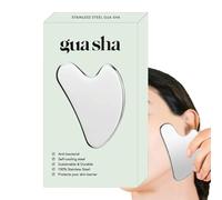 Acciaio inossidabile gua sha - 8,2 x 6 cm Strumento per la faccia di pietra guasa | Streaming e riduzione gonfiore viso per l'applicazione benessere anti-invecchiamento massaggio