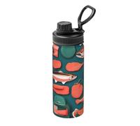 Acciaio inossidabile isolato del bollitore della stampa 18oz di stampa del modello del salmone per il viaggio di fitness di sport
