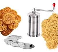Acciaio inossidabile Pasta Maker,Acciaio inossidabile Sev Maker,Acciaio inossidabile Murukulu con 6 diversi Jali,Argento