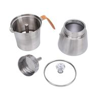 Acciaio inossidabile Portare la porta per caffettiera con coperchio in vetro manico resistente al calore per il tè al latte di caffè italiano (160 ml)