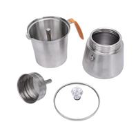 Acciaio inossidabile Portare la porta per caffettiera con coperchio in vetro manico resistente al calore per il tè al latte di caffè italiano (300 ml)