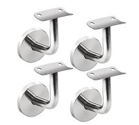 Acciaio Inossidabile Staffa Corrimano, 4 Pezzi Scale Sostegno Staffe Corrimano, Corrimano Scale Supporto a Parete per Ringhiere in Legno o Metallo Argento