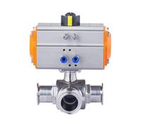 Acciaio inossidabile Tri-Clamp idraulico valvola a sfera pneumatica a tre vie per applicazioni sanitarie 1Pcs(25L)