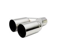 Acciaio Inossidabile Uscita Doppia Curva Terminale di scarico monostrato in acciaio inossidabile, ingresso dritto da 63 mm, uscita da 76 mm, tubo di scarico marmitta(Silver)