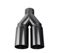 Acciaio Inossidabile Uscita Doppia Curva Terminale di scarico monostrato in acciaio inossidabile, ingresso dritto da 63 mm, uscita da 76 mm, tubo di scarico marmitta(Black)