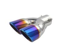Acciaio Inossidabile Uscita Doppia Curva Terminale Di Scarico Per Auto, Terminale Rotondo In Acciaio Inox, Tubo Posteriore Cromato, ID 76 Mm(Straight blue)