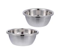 Acciaio Inox Colapasta a Doppio Strato per Verdure | Design Due, Fori Interni e Base Forata, Impilabile, per Hotel e Retro Cucina
