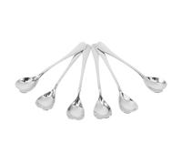 Acciaio Inox Cucchiaino a Cuore Caffè Manico lungo 6 Pezzi | Argento, Forma Cuore, per Dolci e Zucchero, Uso Domestico in Cucina e Angolo Caffè