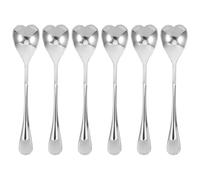 Acciaio Inox Cucchiaino Cuore Manico lungo 6 Pezzi Dessert | Argento, Metallo Resistente, per Marmellate e Sciroppo, Tavola Decorativa, Feste di Casa, San Valentino