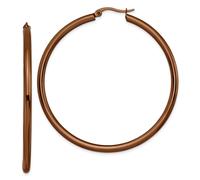 Acciaio Inox Marrone Ip-Plated 2mm Frizione Tubo Hoop Orecchino - 47mm Diametro
