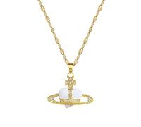 Acciaio Inox Moda alla Moda Oro Colore Labbro Catena Collane Bianco Amore Cuore Saturno Pianeta Pendente per Le Donne Accessori Regalo