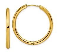 Acciaio Inox Oro Ip-Plated 3mm Cerniera Cerchio Orecchini - Scegli il Tuo Misura