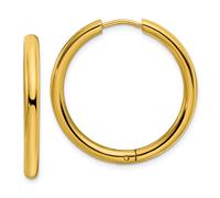 Acciaio Inox Oro Ip-Plated 3mm Cerniera Cerchio Orecchini - Scegli il Tuo Misura