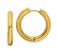 Acciaio Inox Oro Ip-Plated 4mm Cerniera Cerchio Orecchini - Scegli il Tuo Misura