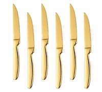 Acciaio Inox Oro Nitidezza Coltello da Bistecca, Bisda 6 Pezzi 18/0 Elegante Design Coltello da Tavola Con Lucidatura ad Alto Specchio, Lavabile in Lavastoviglie