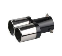 Acciaio Inox Punta Trim Fornitura per la modifica del tubo di scarico in acciaio inossidabile con doppio tubo di coda blu alla griglia per auto generale Tubo Scarico Accessori(Silver straight)