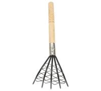 Acciaio Inox Rastrello per Arselle in Legno con Rete e Manico | Denti a Forma di Artiglio, Rinforzo a Doppio Rivetto, Finitura Nera, per Spiagge e Fondali Sabbiosi