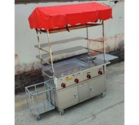 Acciaio Inox Strada Cibo Hotdog Chiosco Carrello W/Piatto Top Piastra & Profonda