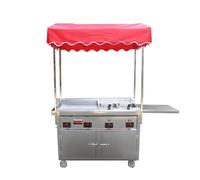 Acciaio Inox Strada Cibo Hotdog Chiosco Carrello W/Piatto Top Piastra & Profondo