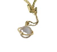 Acciaio Inox Zircone Pietra di Luna Pianeta Collane per Le Donne Ragazze Colore Oro Gioielli di Moda Regali Accessori per Gli Amici