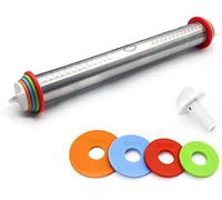 Acciaio mattarello, mattarello regolabile, spille con rimovibile spessore anelli guide, stile francese 43,2 cm pollici lunga asta mattarello per pizza Pie Cookie pasticceria antiaderente cottura