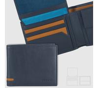 ACCIAIO - Portafoglio da uomo classico 10 carte, portamonete e patta, Made Italy