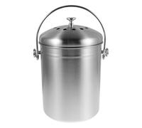Acciaio Secchio con Coperchio Inox per Compost da Cucina 5l | Uso Interno per Scarti di Frutta e Rifiuti Domestici, Design Salvaspazio, Finitura Argento
