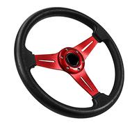 Acclcors Universal Racing Lenkrad, Gaming Lenkrad 13.6" 6 Schrauben Grip Vinyl Leder mit Hupe Taste für Rennen/Rallye/Motorsport/Autosimulation (Rot)