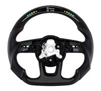 Acclcors Volante in fibra di carbonio, volante con indicatore del cambio a LED, impugnatura in pelle traforata, adatto al volante originale a fondo piatto, per Audi S3 S4 S5 RS3 RS4 RS5 RS6 2017-2020