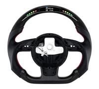 Acclcors Volante in fibra di carbonio, volante con indicatore del cambio a LED, impugnatura in pelle traforata, adatto al volante originale a fondo piatto, per Audi S3 S4 S5 RS3 RS4 RS5 RS6 2012-2016