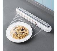 Accmuzzy Dispenser di pellicola salvafreschezza, taglierina con taglierino scorrevole, taglierina per cucina, tagliafogli cucina (bianco)