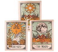 Accnicc Confezione da 3 arazzi con tarocchi, sole, luna e stella, arazzo da appendere alla parete, verticale vintage, estetico da parete per stanza, con occhielli in acciaio (marrone, 38 x 50 cm)