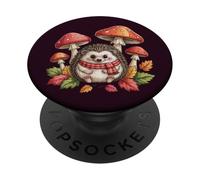Accogliente autunno riccio con funghi natura illustrazione PopSockets PopGrip Adesivo