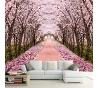 Accogliente Bello Rosa E Romantico Bosco Di Ciliegi In Fiore 3D Carta Da Parati Facile Installare Mobili Sfondi Ufficio Divano Camera Letto Sfondo Decorazione Murale-430cm×300cm