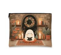 Accogliente borsa per il trucco da lettura, borsa da viaggio per cosmetici con simpatico fantasma, borsa da viaggio per donne, organizer portatile in tela con cerniera, decorazione per la casa