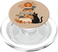 Accogliente Caduta Lettura Gatto Nero Con Zucche PopSockets PopGrip per MagSafe