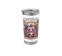 Accogliente caffè autunnale socialmente ansioso del Pumpkin Bicchiere termico in acciaio inox doppia parete