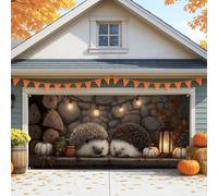 Accogliente copertura per porta del garage, grande riccio rustico decorazione per autunno, per interni ed esterni, decorazione per feste 400 x 180 cm