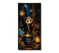 Accogliente copertura per porta della foresta decorativa, fantasiosa decorazione notturna con animali della natura, decorazione per porta d'ingresso, per interni ed esterni, autunno stagionale, sfondo