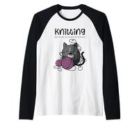 Accogliente e misterioso Gatto Che Lavora a Maglia perché l'omicidio è Sbagliato Maglia con Maniche Raglan